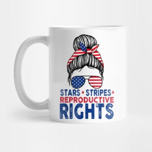 Messy Bun American Flag, Stars Stripes Reproductive Rights Mug